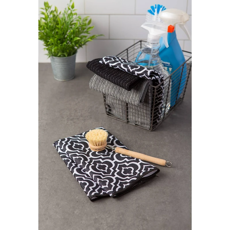 DII® Black Lattice Microfiber Dishtowel Set