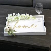 Elegant Designs™ 15.5" White Wash Home Serving Tray with Handles