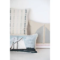 Hello Honey® Sailboat Image Cotton Lumbar Pillow with Fringe