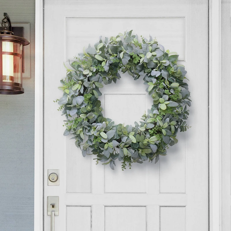 28" Flocked Lamb's Ear Spring Wreath
