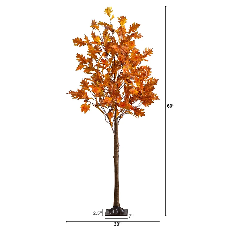5ft. Pre-Lit Burnt Orange Autumn Maple Artificial Fall Tree with 240 Warm White LED Lights