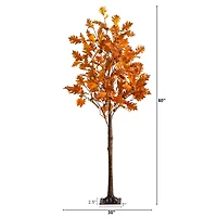 5ft. Pre-Lit Burnt Orange Autumn Maple Artificial Fall Tree with 240 Warm White LED Lights