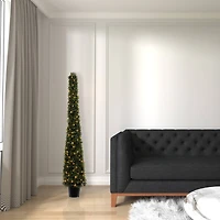 5ft. Pre-Lit Potted Boxwood Cone