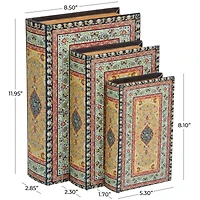 Arabesque Pattern Canvas Storage Book Box Set