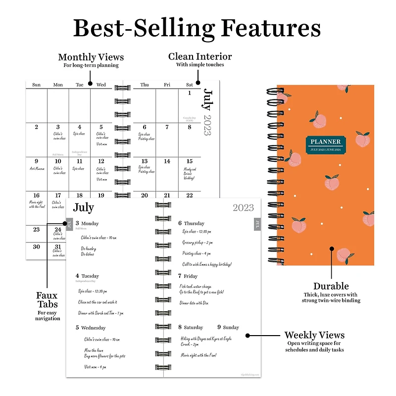 TF Publishing 2023 - 2024 Peaches Small Weekly Monthly Planner