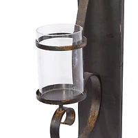 Black Iron Rustic Candle Wall Sconce, 36" x 8" x 5"