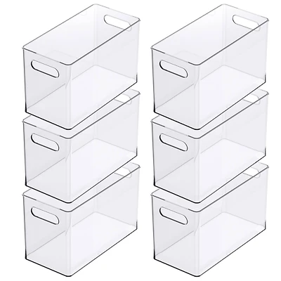 6 Pack: 13" x 6.5" Clear Storage Bin with Handles by Simply Tidy™