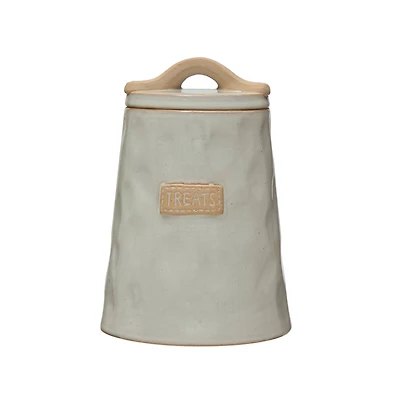 Hello Honey® 9" White Stoneware Pet Treat Canister with Lid