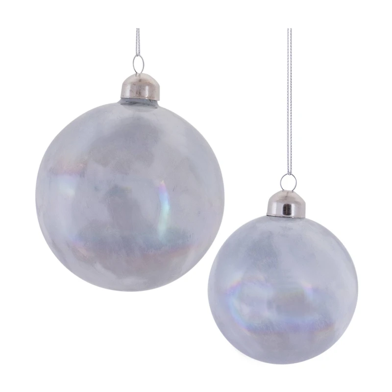 Iridescent Cream Glass Ball Ornament Set