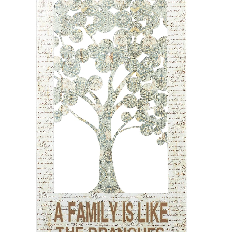 Beige Farmhouse Tree Metal Wall Decor, 36" x 12"