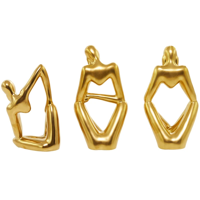 CosmoLiving by Cosmopolitan Porcelain Sitting Thinker People Sculpture Set