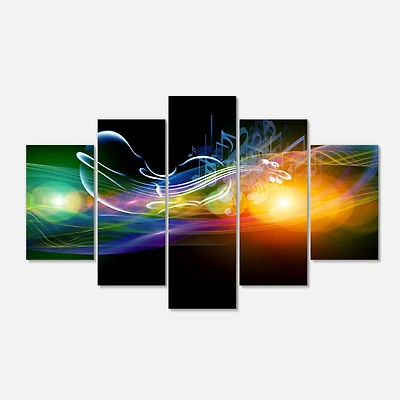 Designart - Waves of Music Fractal Design - Contemporary Canvas Wall Art Print