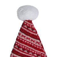 17" Red & White Nordic Striped Santa Hat with Pom Pom
