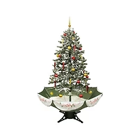 5.5ft. Pre-Lit Medium Musical Snowing Artificial Christmas Tree with Umbrella Base, Blue LED Lights