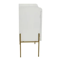 Hello Honey® 36" Boho Solid Wood Bar Cabinet with Metal Legs and Woven Cane Doors