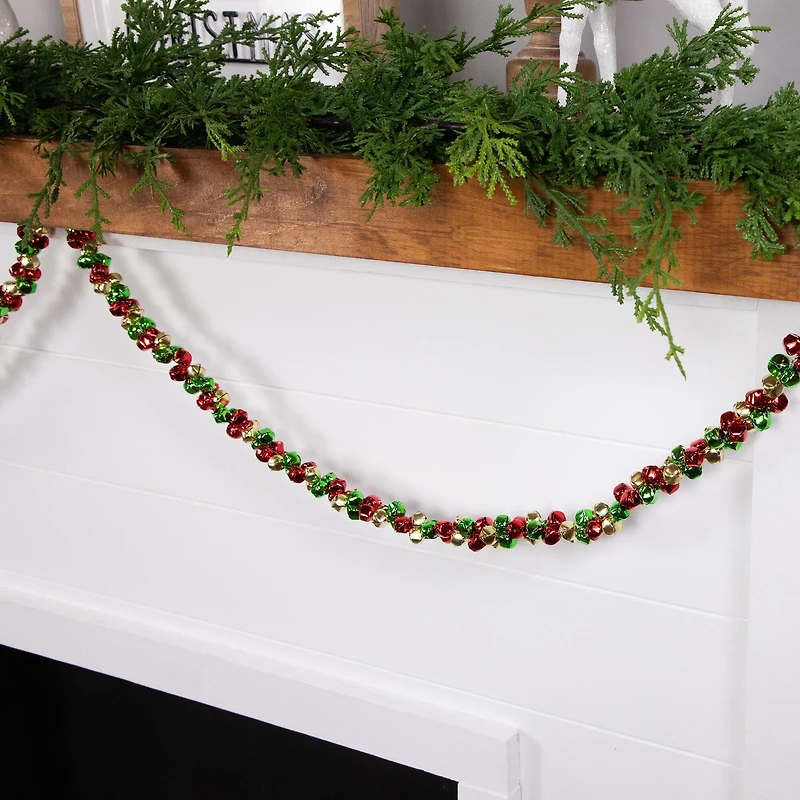 5ft. Green & Red Festive Jingle Bell Garland
