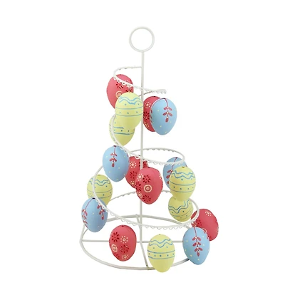 Pastel Yellow, Blue and Pink Floral Cut-Out Easter Egg Tree