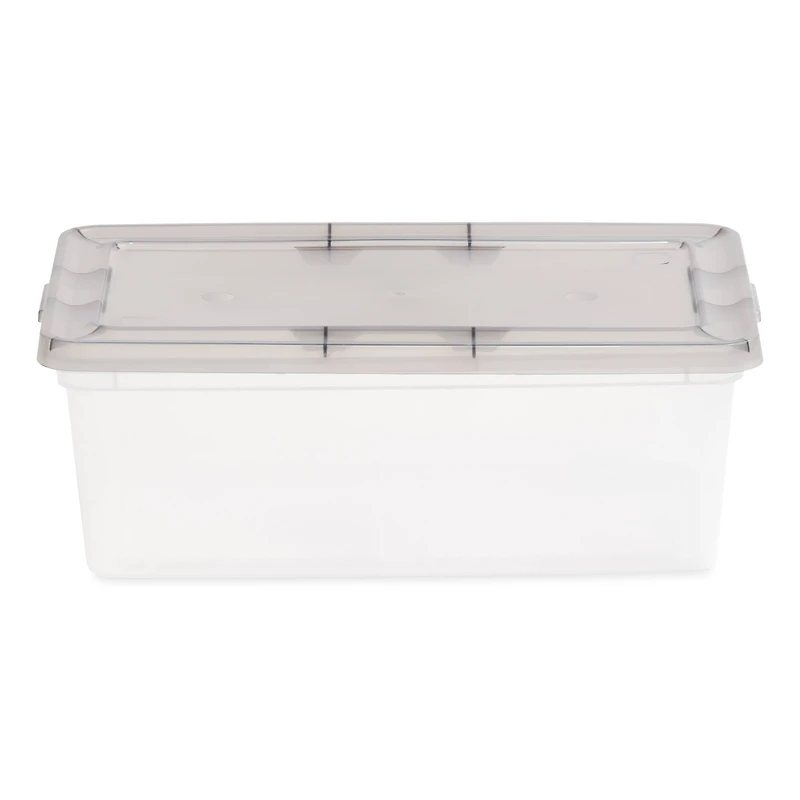 IRIS Clear Stackable Storage Boxes with Gray Lid