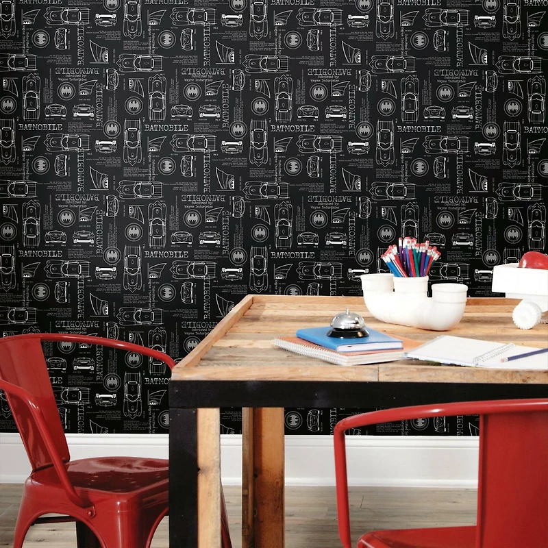 RoomMates Batmobile Blueprint Peel & Stick Wallpaper