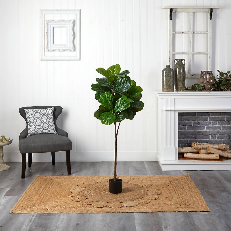 4.5ft. Fiddle Leaf Tree with White Planter