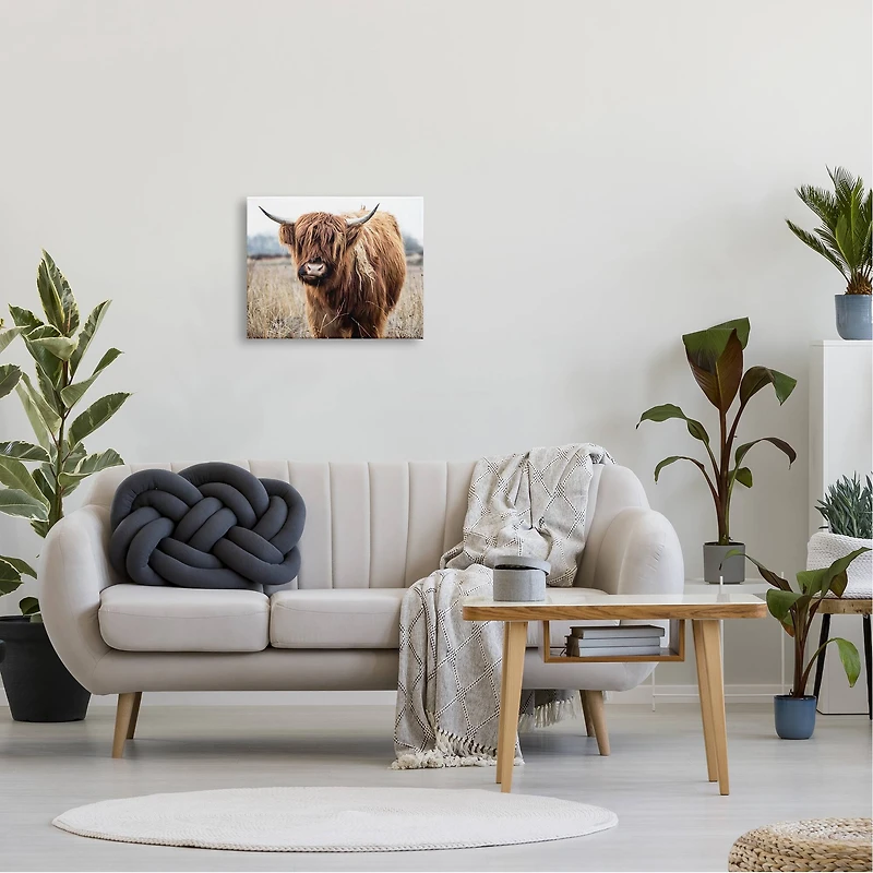 Stupell Industries Grazing Longhorn Cattle Farmland Animal Portrait Canvas Wall Art