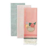 Paradise Coconut Drink Embellished Dishtowel (Set of 3)