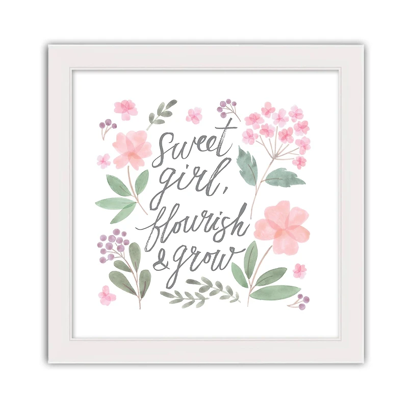 Flourish and Grow 16" x 16" White Framed Print Under Plexiglass