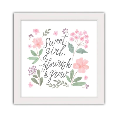 Flourish and Grow 16" x 16" White Framed Print Under Plexiglass