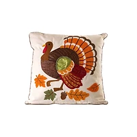 Glitzhome® Cotton Embroidered Turkey Pillow Cover