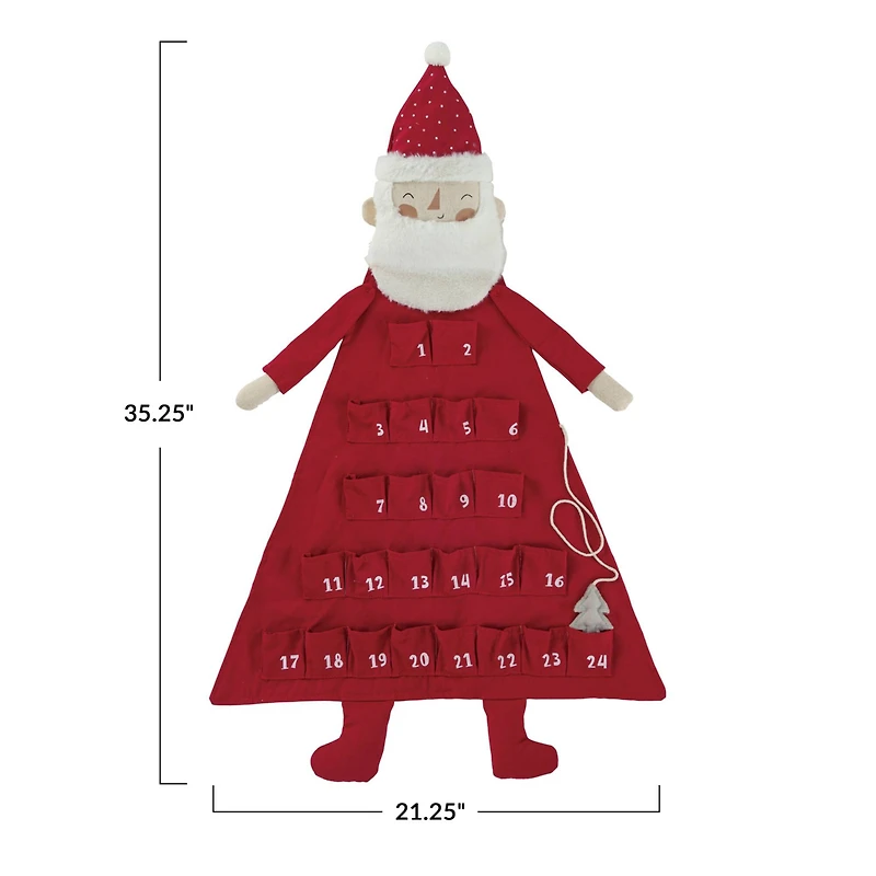 Hello Honey® 35.25" Red & White Jolly Santa Fabric Advent Calendar