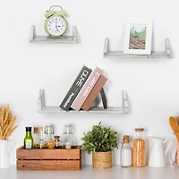 NEX™ Rustic White Wall-Mounted Wooden Floating Shelves Set