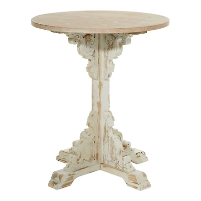 2.5ft. White Chinese Fir Farmhouse Accent Table