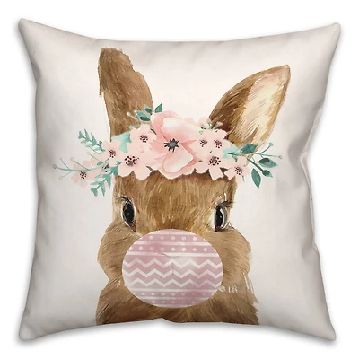 Easter Bunny Bubblegum 18" x 18" Throw Pillow