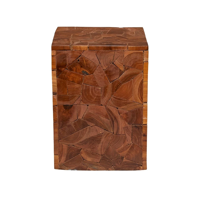 Brown Teak Wood Contemporary Accent Table 16" x 12" x 12"