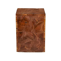 Brown Teak Wood Contemporary Accent Table 16" x 12" x 12"