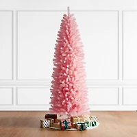 7.5ft. Unlit Pink Pencil Tinsel Artificial Christmas Tree