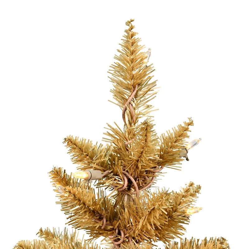 3ft. Pre-Lit Gold Pencil Fir Artificial Christmas Tree, Warm White Dura-Lit® LED Lights