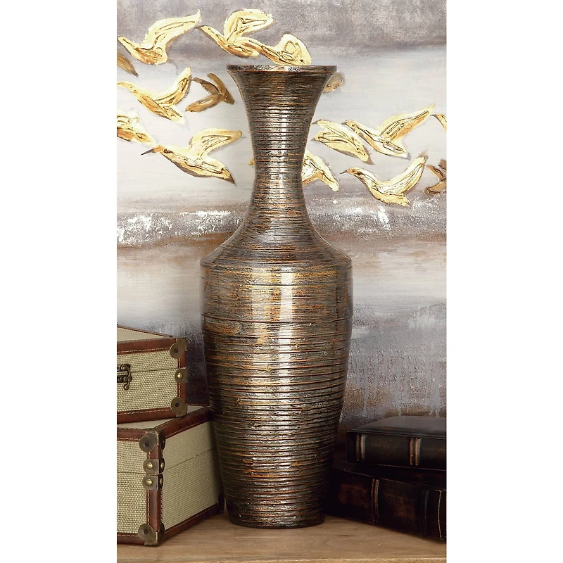 Dark Brown Bamboo Traditional Vase