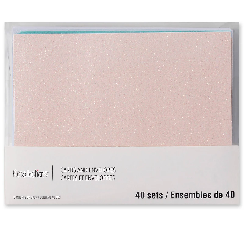 Glitter Pastel Cards & Envelopes by Recollections™, 4.25" x 5.5"