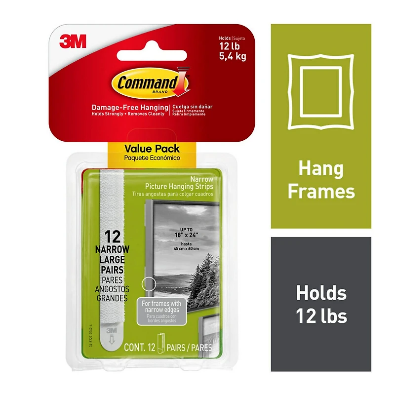12 Packs: 12 ct. (144 total) 3M Command™ Narrow Picture Hanging Strips