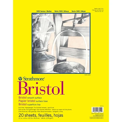 Strathmore Bristol Paper Pad, 300 Series, Tape-Bound, 20 Sheets, Smooth
