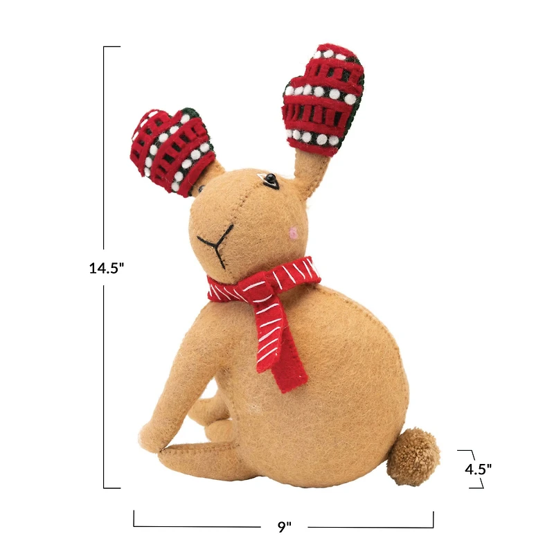 Hello Honey® 14.5" Wool Felt Bunny Tree Topper with Scarf & Gloves