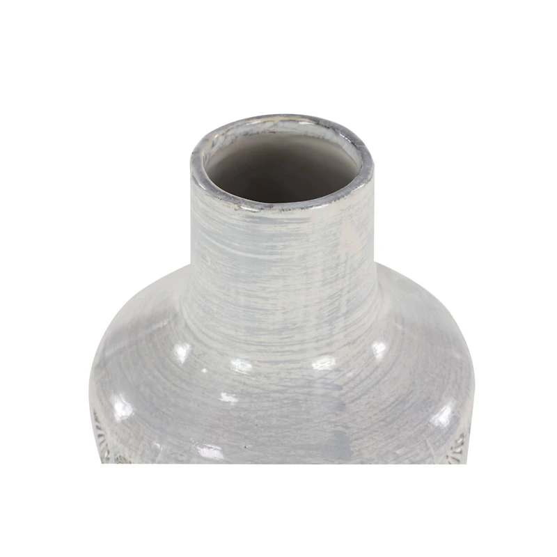 CosmoLiving by Cosmopolitan White Porcelain Coastal Style Vase, 8" x 18"