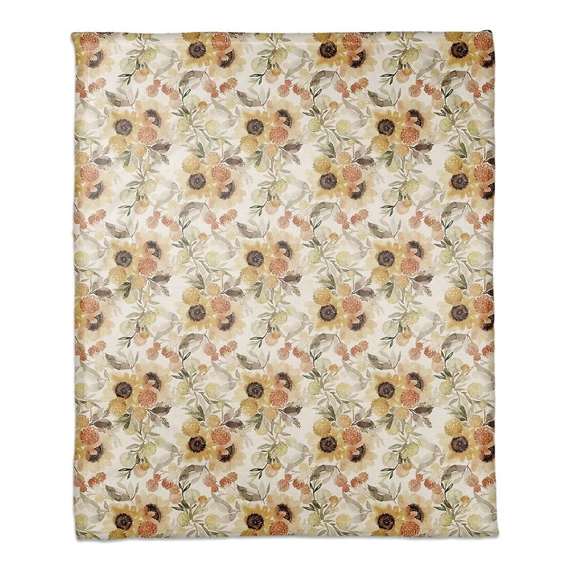 Fall Sunflowers Coral Fleece Blanket
