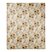Fall Sunflowers Coral Fleece Blanket