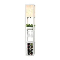 Simple Designs™ Floor Lamp Storage Shelf and Wine Rack with Linen Shade