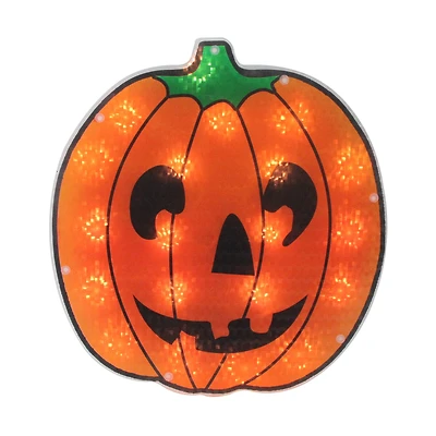13" Orange Lighted Jack O' Lantern Halloween Window Décor