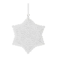 Ornate White Snowflake Ornaments Set