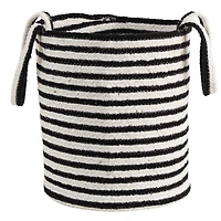 13'' Black & White Striped Natural Cotton & Jute Basket Planter
