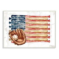 Stupell Industries American Baseball Flag Children's Sports Mitt Wood Wall Plaque